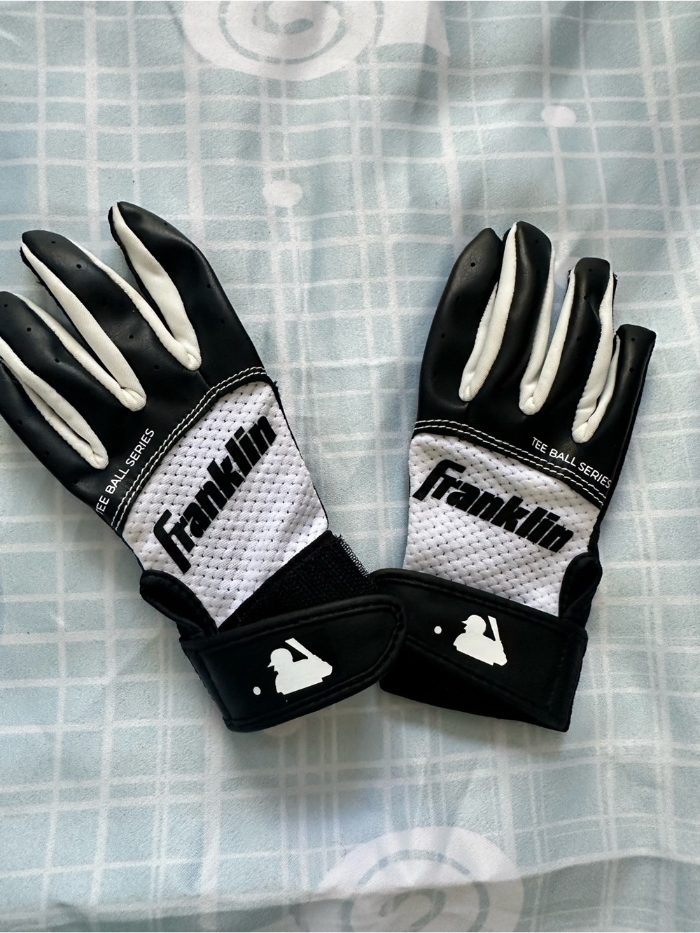 Franklin Black & White Tee Ball Gloves - Youth Pair